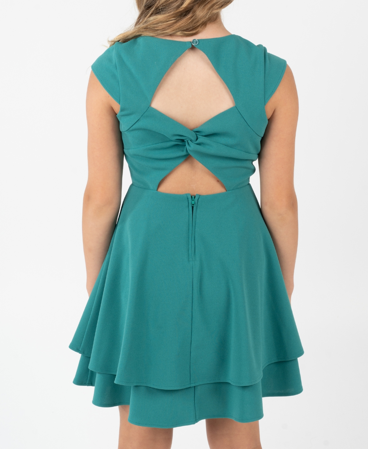 Rare Editions Girls 7-16 Twist Back Skater Short-Sleeve Dress