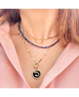 Iolite Bead Necklace 14K Gold