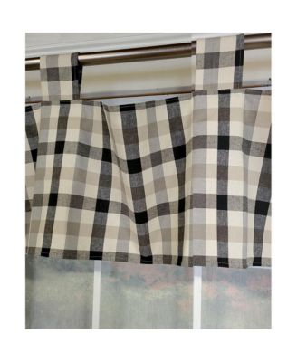 Bison Check Tab 4" Tabs Tab Top Lining Luxurious and Elegant Window Treatment Valance 50" x 15" Black
