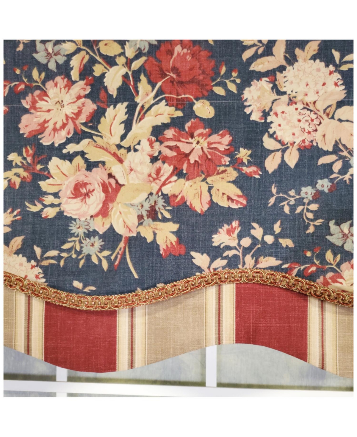 Rlf Home 3" Rod Pocket High Quality Fabric Newbury Glory Valance for Windows 50" x 16" Marine