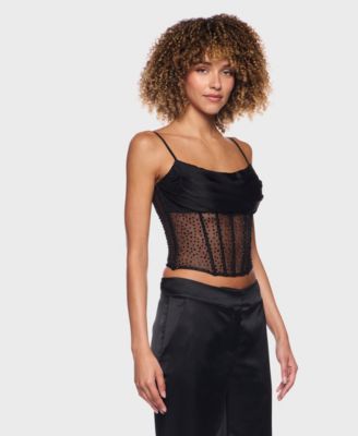 Junior's Cowl Neck Corset Top