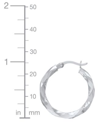 Polished Twist Tube Hoop Earrings in 10k White Gold