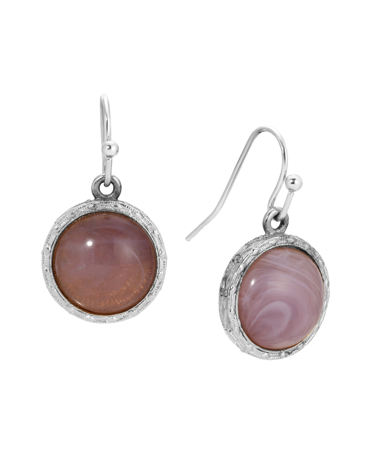 2028 Round Color Stone Wire Earrings In Purple