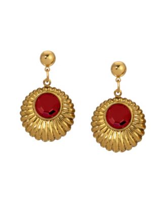 Gold Tone Crystal Drop Round Earrings