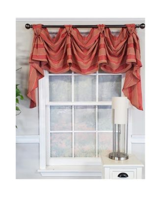 Luxurious Modern Design Ribbon Stripe Victory Swag 3-Scoop Window Valance 50" x 25" Coral