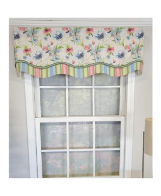 Flowers Bloom Glory 100% Cotton Floral Design with Gimp Trim Lining Spot Clean Valance 50"x16" Multicolor