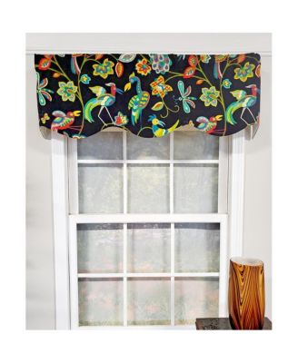 Locos Birds Provance 3" Rod Pocket Lining Luxurious and Elegant Window Treatment Valance 50" x 15" Black