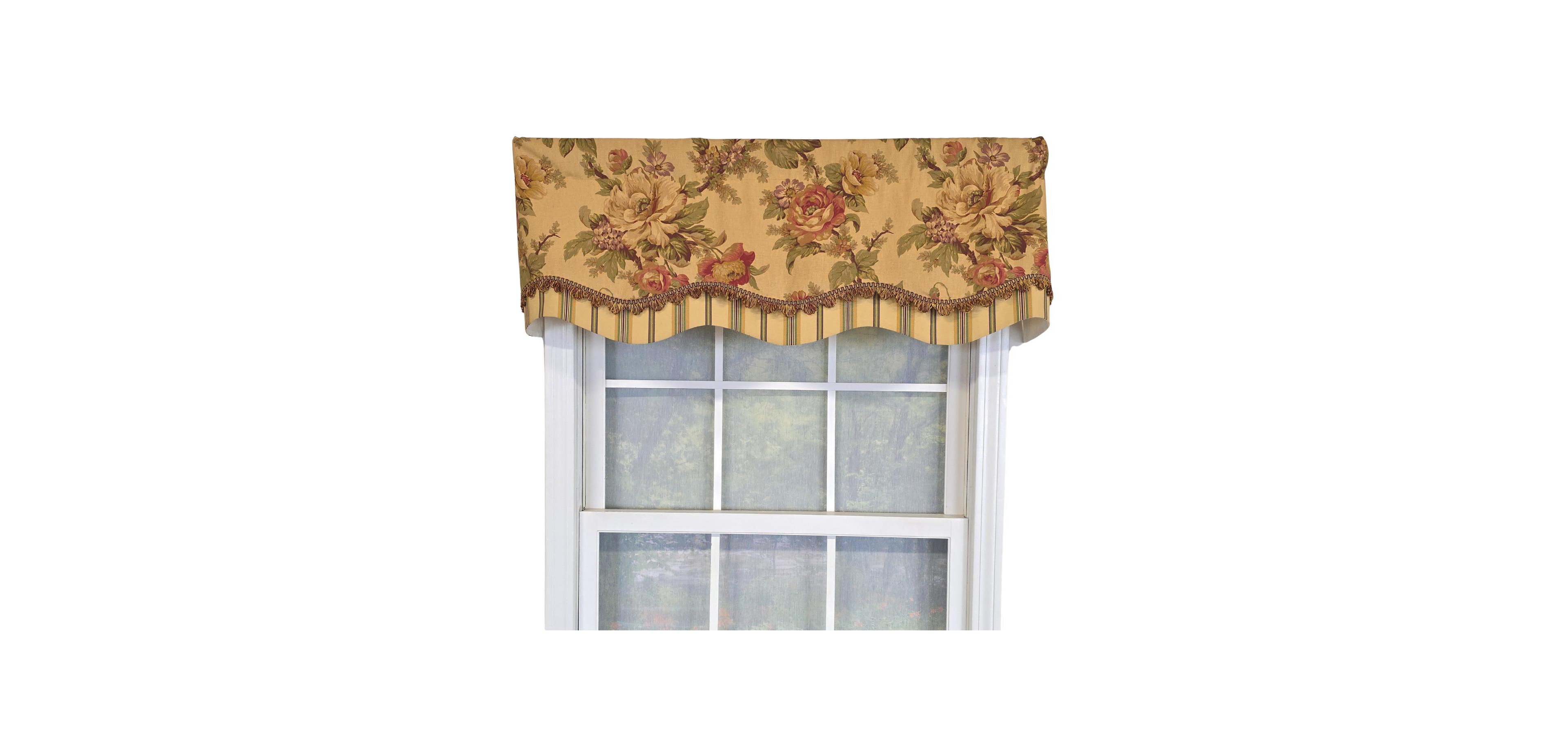 Rlf Home 100% Cotton Dewsbury Glory Fully lined Windows Rod Pocket Valance 50" x 16" Beige