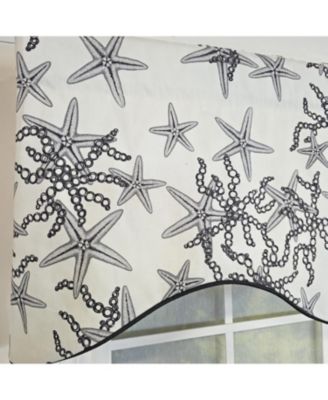 Reef Cornice Valance - 100% Cotton with Ivory Lining 50" x 17"  Black