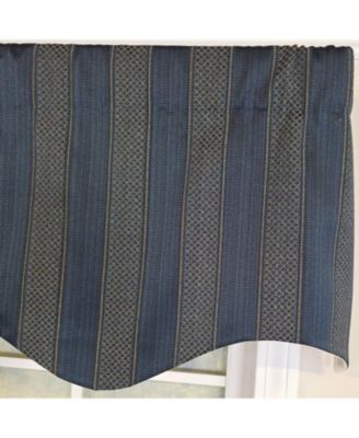 100% Cotton Bronte Regal With Poly/Cotton Ivory lining Rod Pocket Valance 50" x 16" Navy