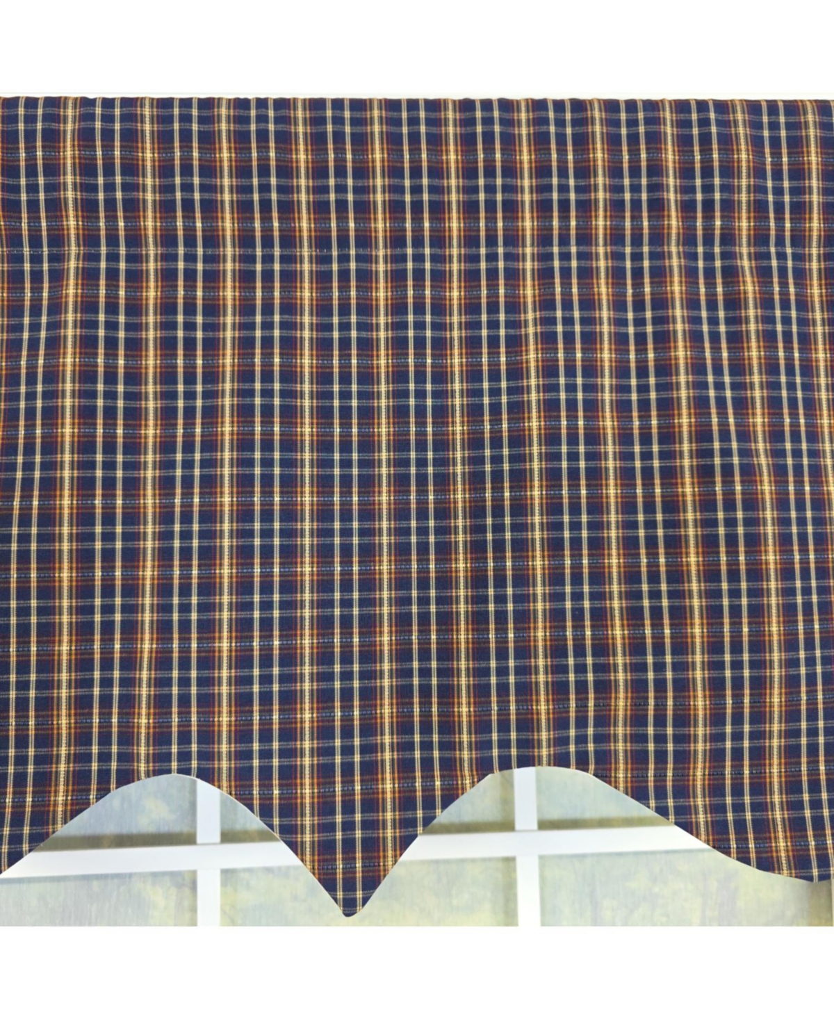 Rlf Home 100% Cotton Palermo Regal Fully lined Windows Rod Pocket Valance 50" x 17" Navy