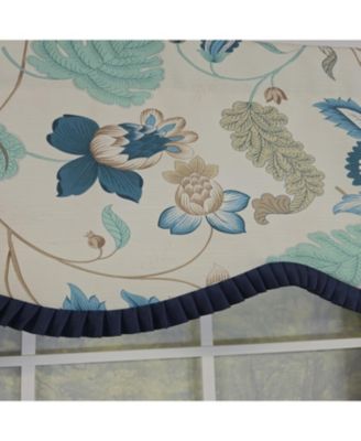 100% Cotton Samanta Ruffled Provance  Fully lined Windows Rod Pocket Valance 50" x 15"  Blue