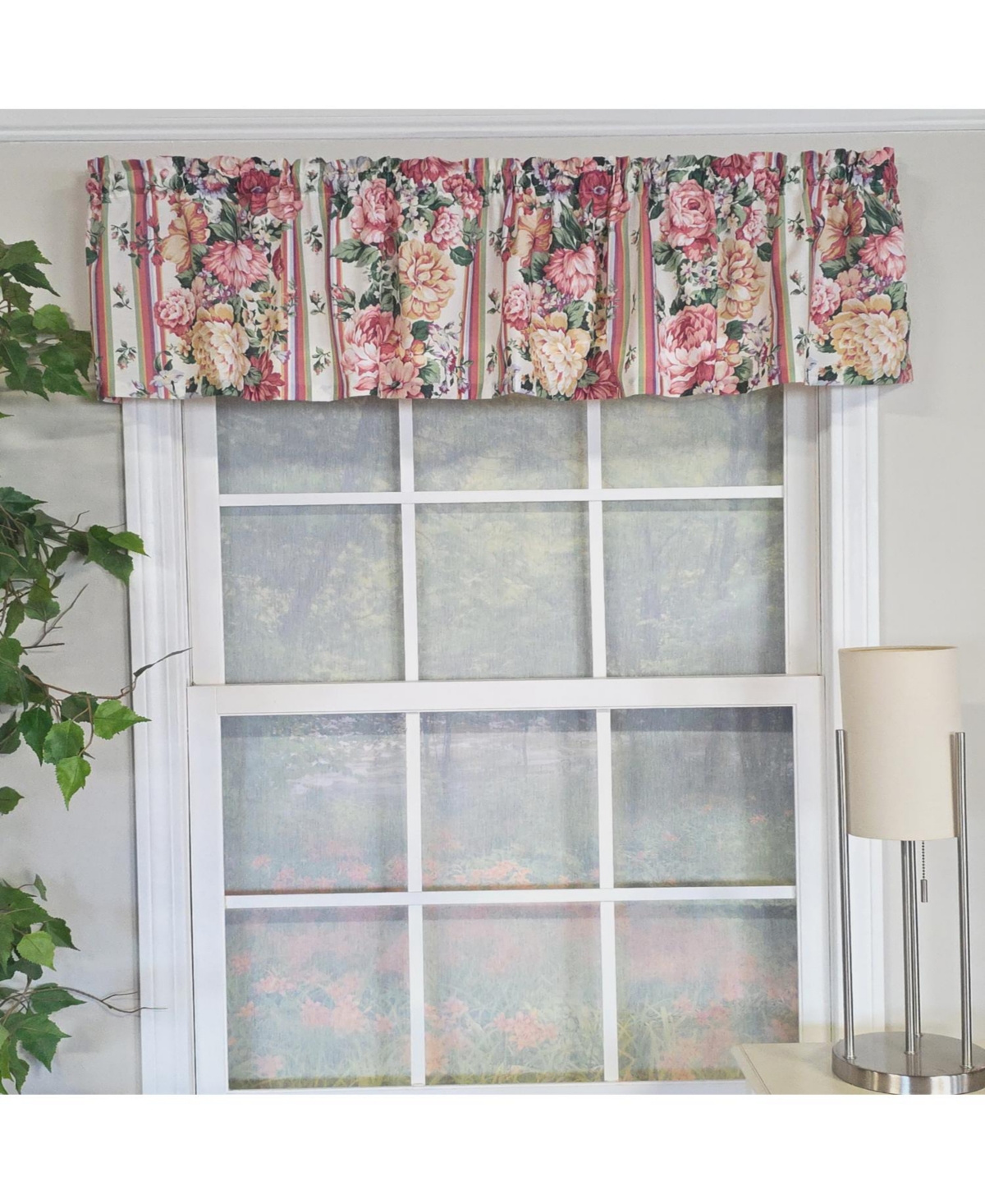 Rlf Home 100% Cotton Flower Lane Tailored Unlined Windows Rod Pocket Valance 68" x 13" Multi