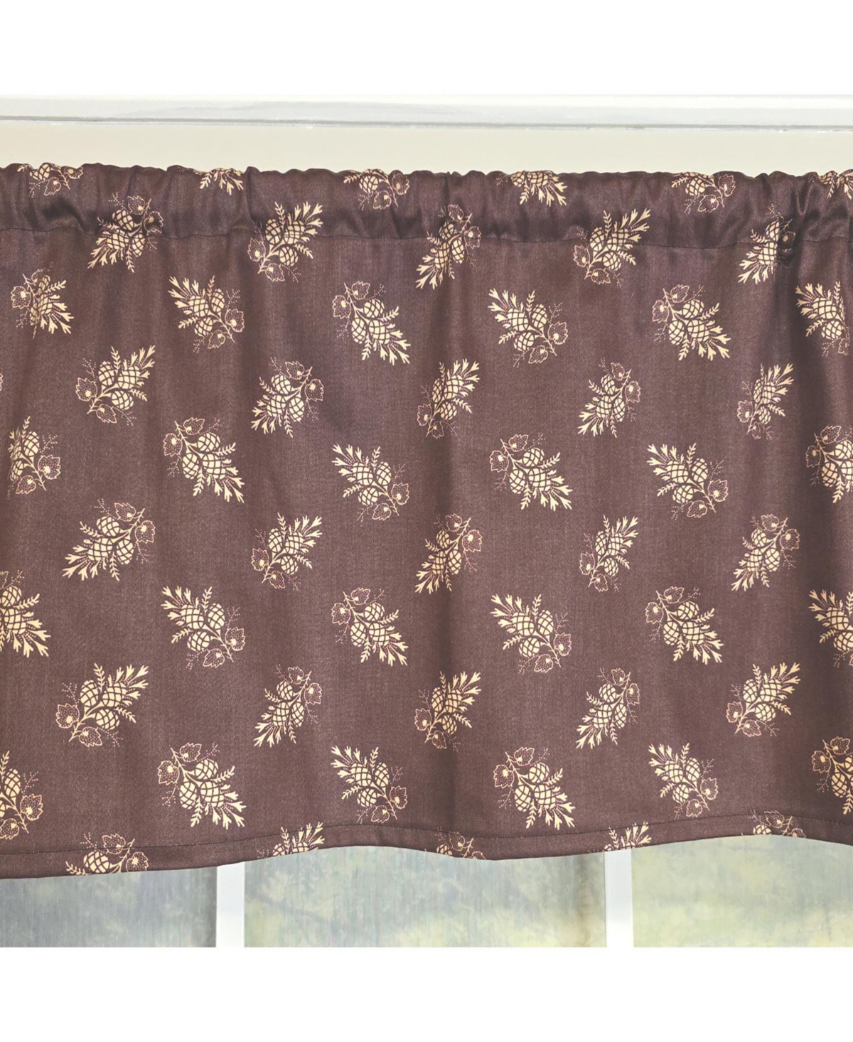 Rlf Home 100% Cotton Pine Cones Tailored Unlined Windows Rod Pocket Valance 51" x 12" Egg Plant