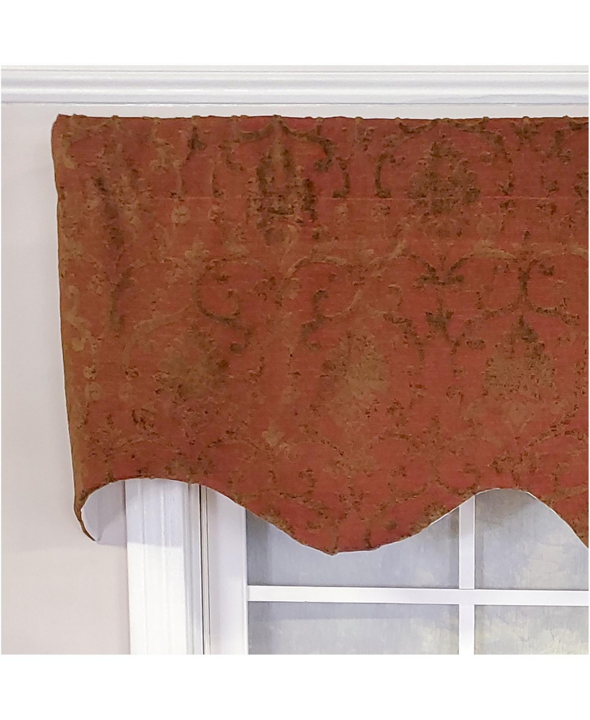 Rlf Home 3" Rod Pocket High Quality Fabric Kamau Garnet Regal Valance for Windows 50" x 17" Garnet