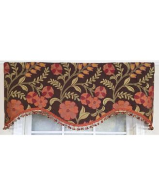 Lady Diane Cornice Valance Brown with Multicolor Tassel Trim 100% Cotton Fits Up to 48"W 50" x 17"  Brown