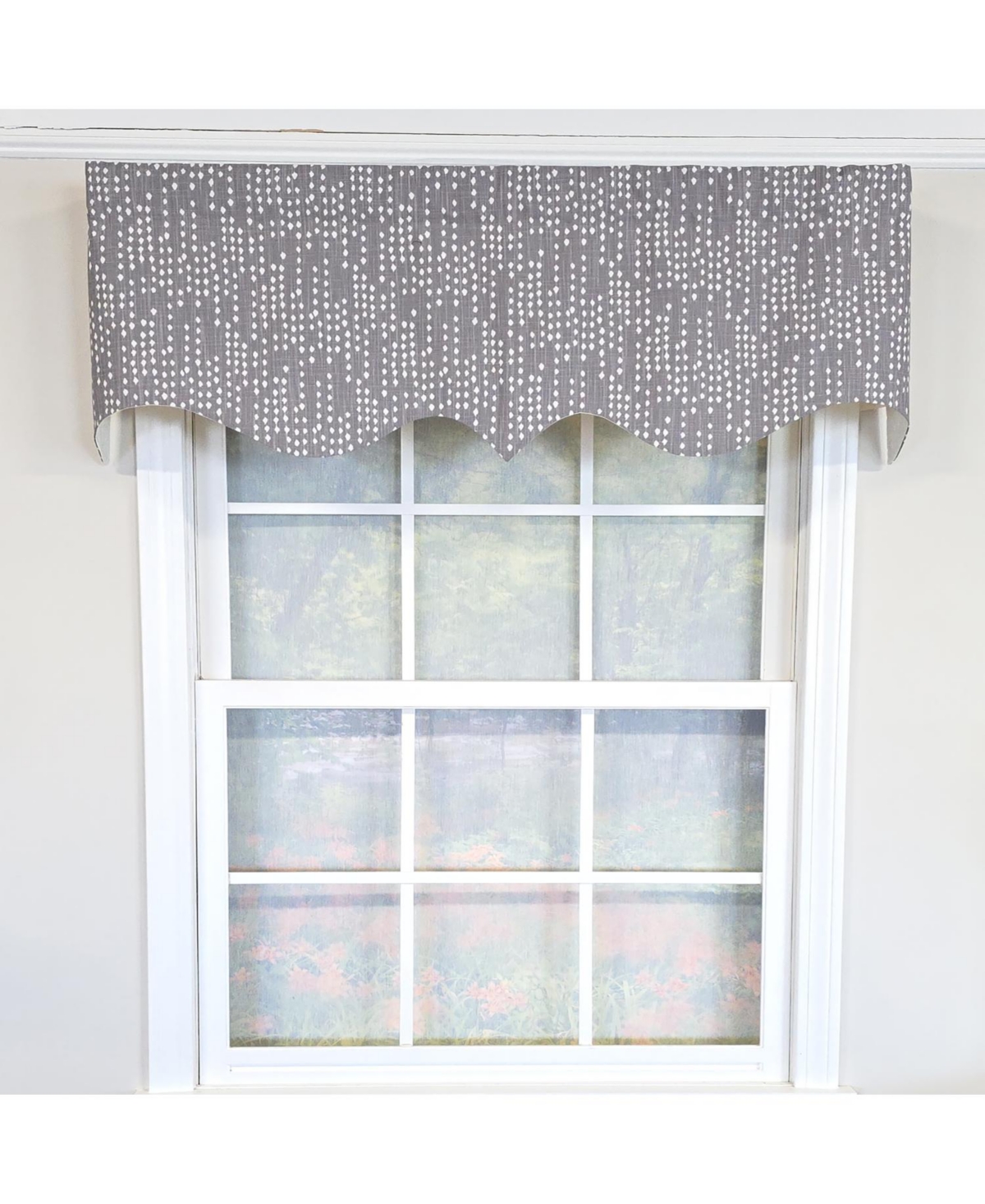 Rlf Home 100% Cotton Rainfall Regal With Poly/Cotton Ivory lining Rod Pocket Valance 50" x 16" Gray