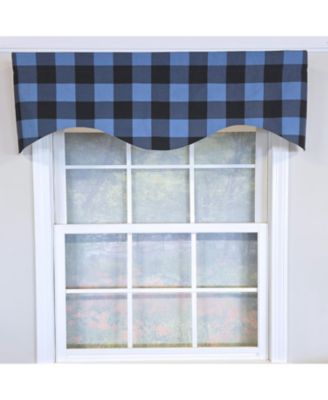 100% Cotton Barnyard Check  Cornice  Fully lined Windows Rod Pocket Valance 50" x 17"  Blue