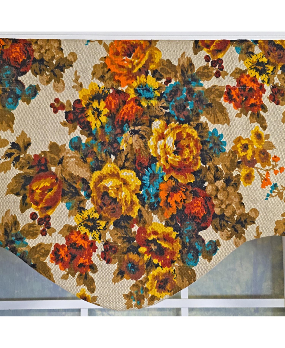 Rlf Home 100% Cotton Bountiful Cornice Fully lined Windows Rod Pocket Valance 50" x 17" Multi