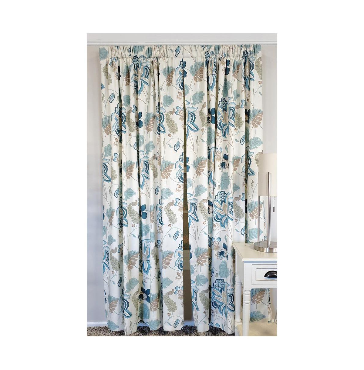 Rlf Home Samanta Window Treatment 100% Cotton High-Quality Decorator Fabric Fully Lined Curtain Panels 100" X 96" Blue