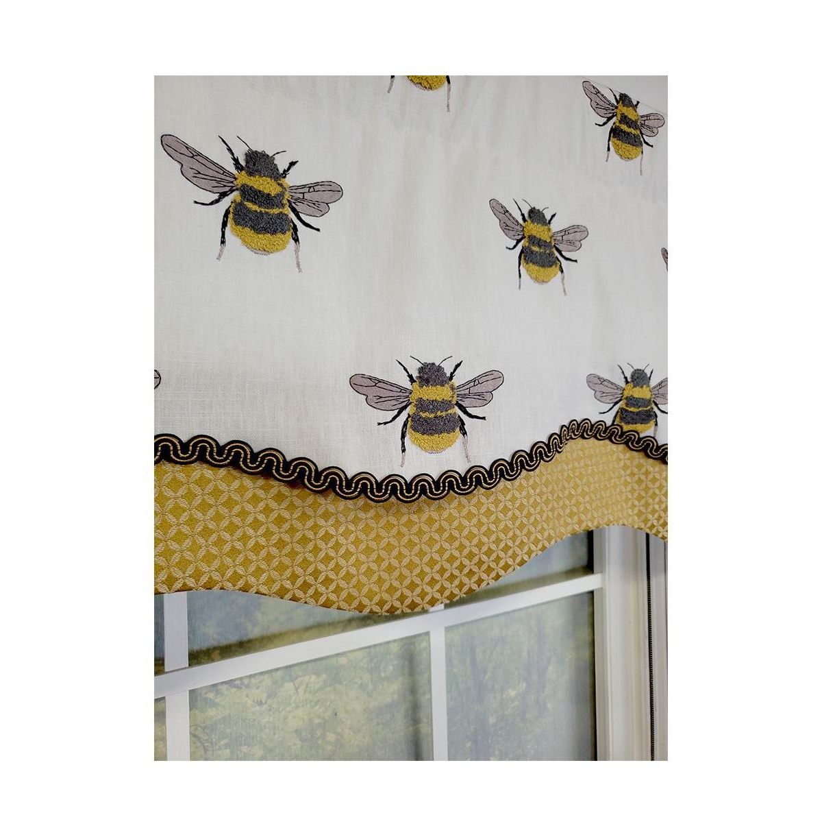 Rlf Home Busy Bee Glory 3" Rod Pocket Lining Luxurious and Elegant Window Treatment Valance 50" x 16" Honey