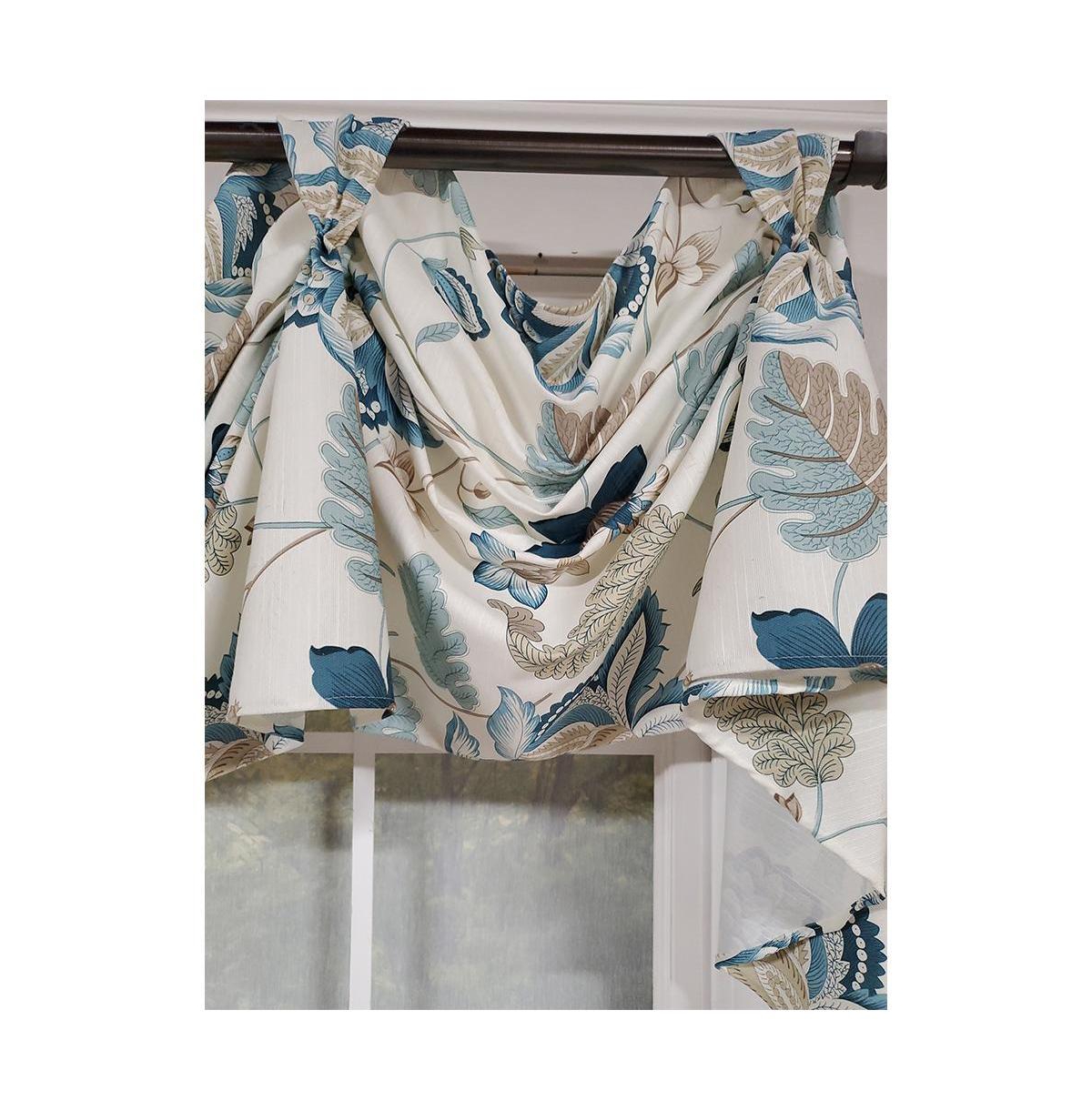 Rlf Home Samanta 3" Tab Top Luxurious and Elegant Window Treatment 3-Scoop Victory Swag 56" x 18" Blue