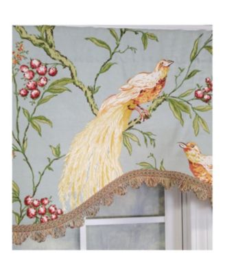 3" Rod Pocket High Quality Fabric Long Tail Cornice Valance With Scalloped Trim for Windows 50" x 17" Sky