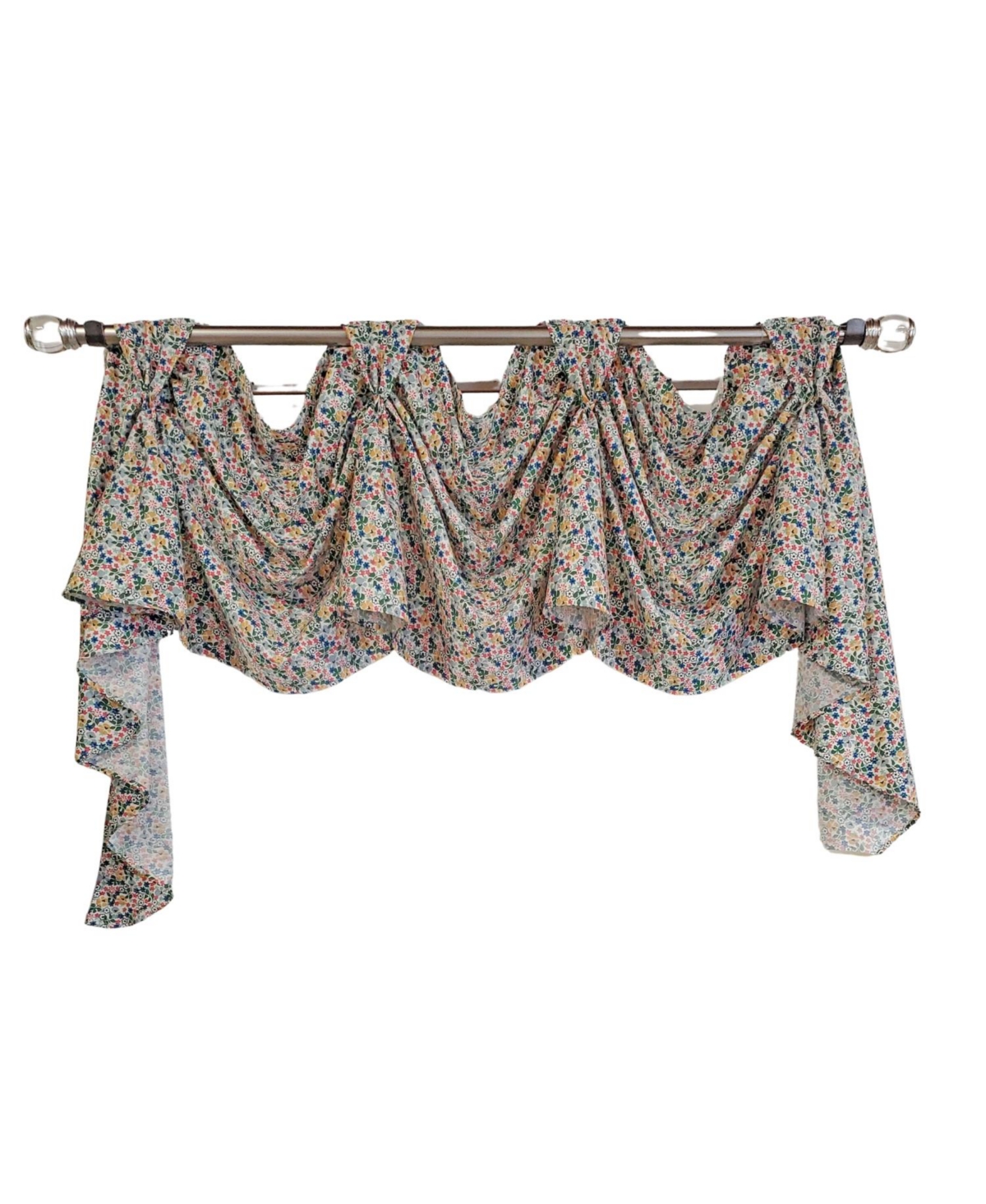 Rlf Home 3" Rod Pocket High Quality Fabric Petite Flower 3-s Victory Swag for Windows 54" x 15" Multi