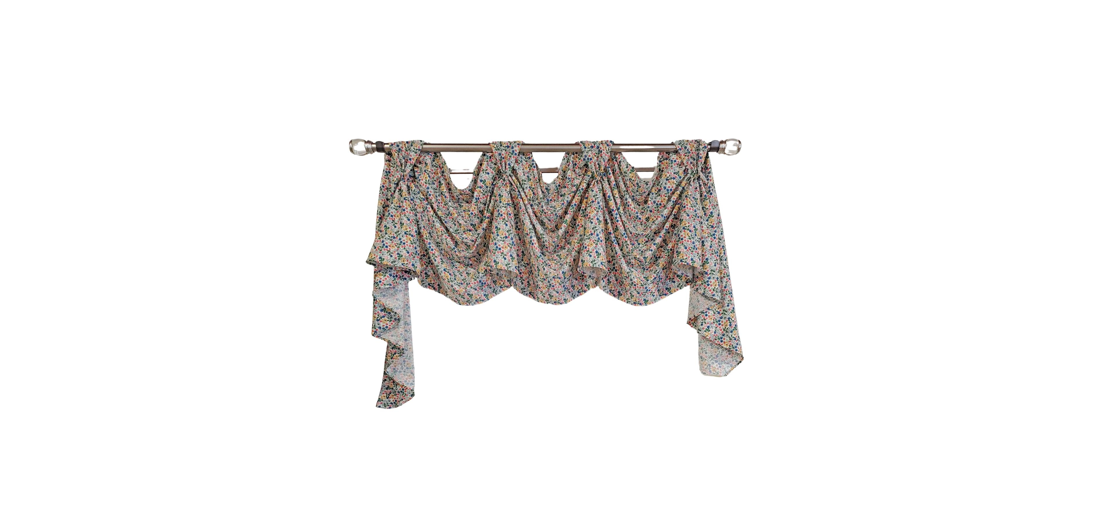 Rlf Home 3" Rod Pocket High Quality Fabric Petite Flower 3-s Victory Swag for Windows 54" x 15" Multi