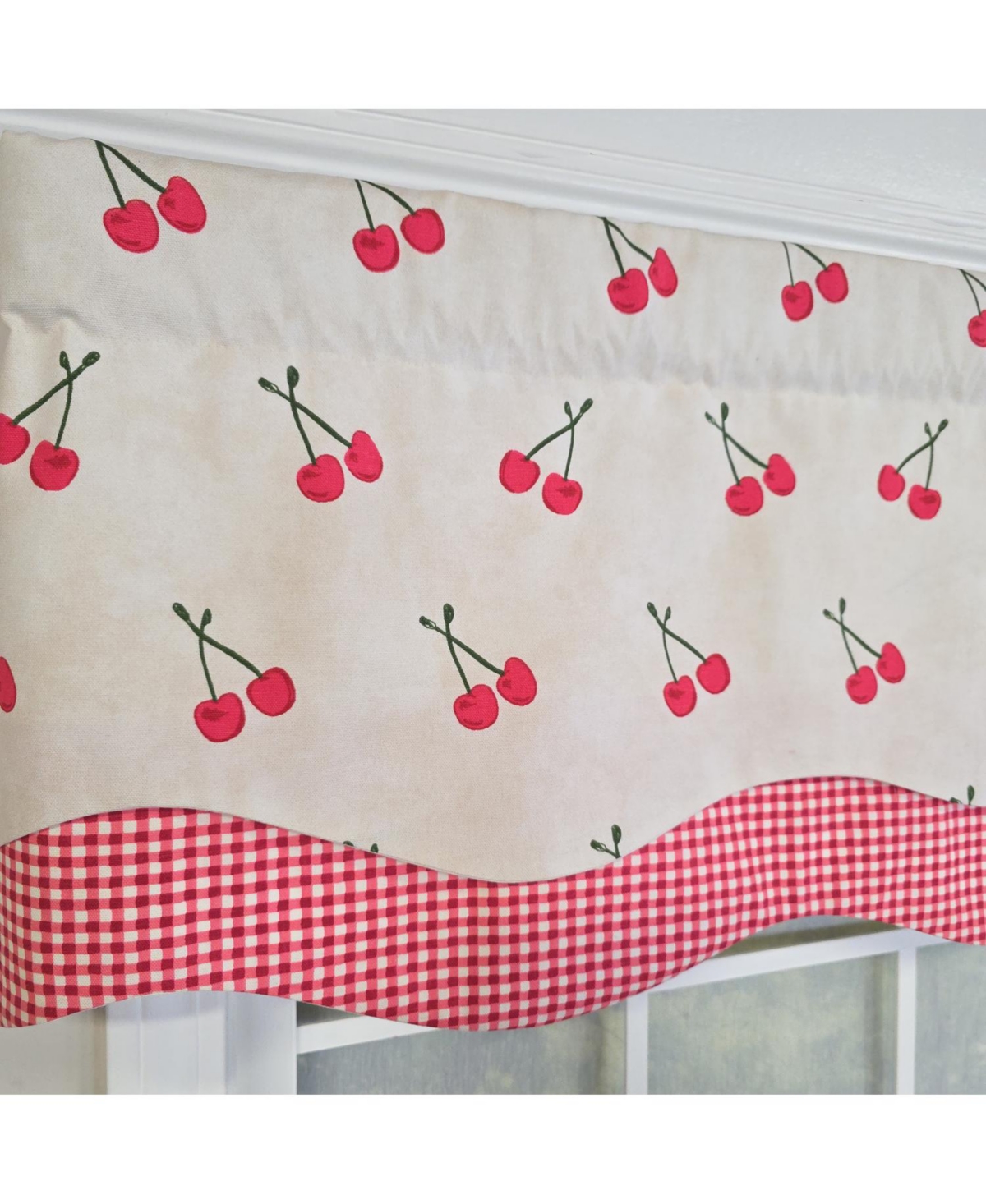 Rlf Home 100% Cotton Cherry Dance Glory Fully lined Windows Rod Pocket Valance 50" x 16" Red