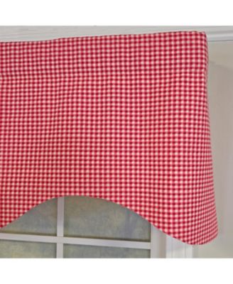 Cherry Check Cornice Valance - 100% Cotton with Ivory Lining 50" x 17"  Red