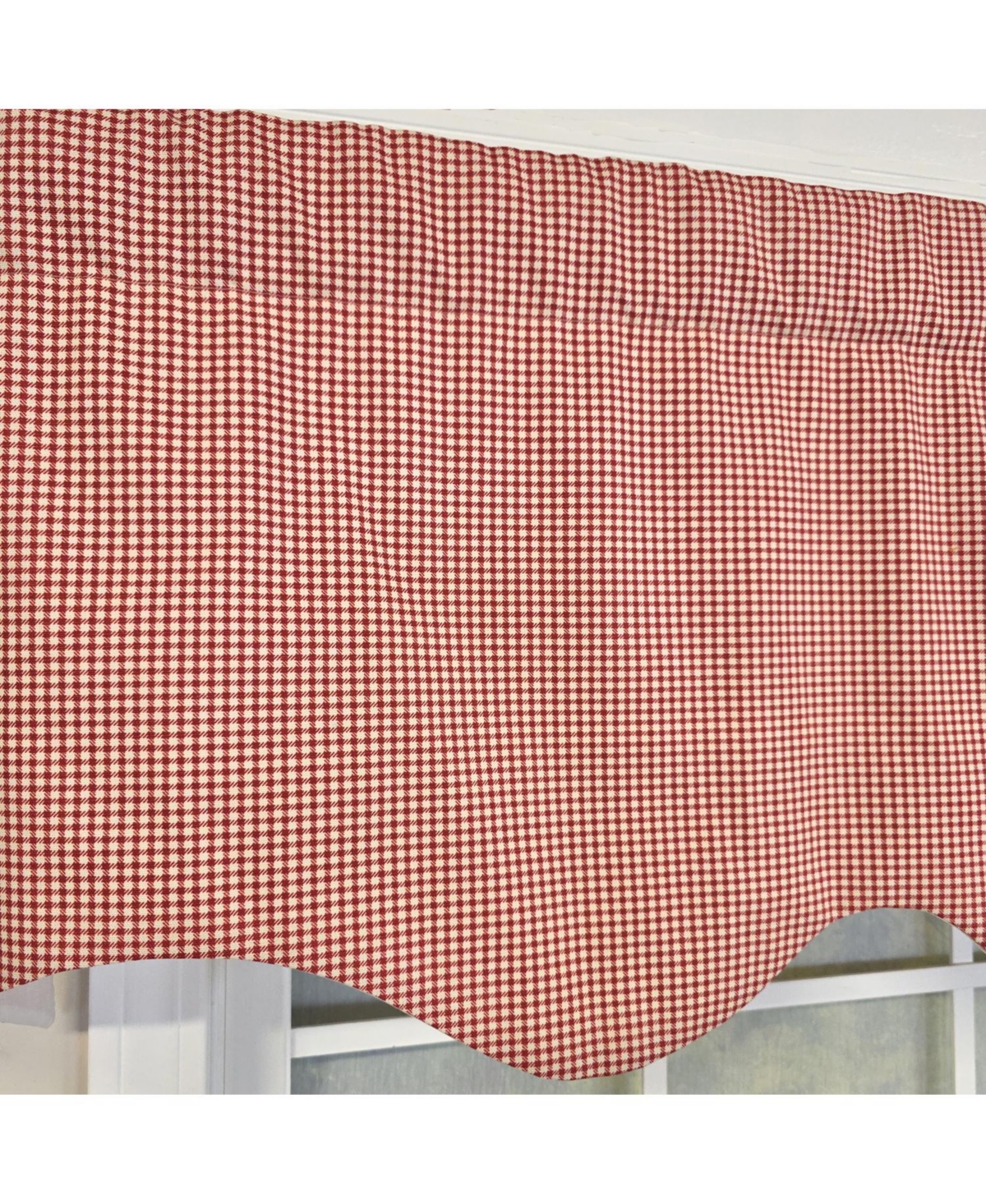 Rlf Home 100% Cotton Gingham Regal With Poly/Cotton Ivory lining Rod Pocket Valance 50" x 16" Red