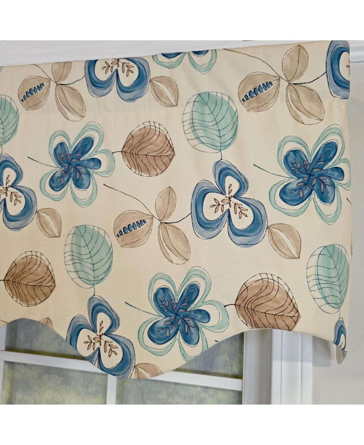 Rlf Home 100% Cotton Jolly Regal Fully lined Windows Rod Pocket Valance 50" x 17" Cream