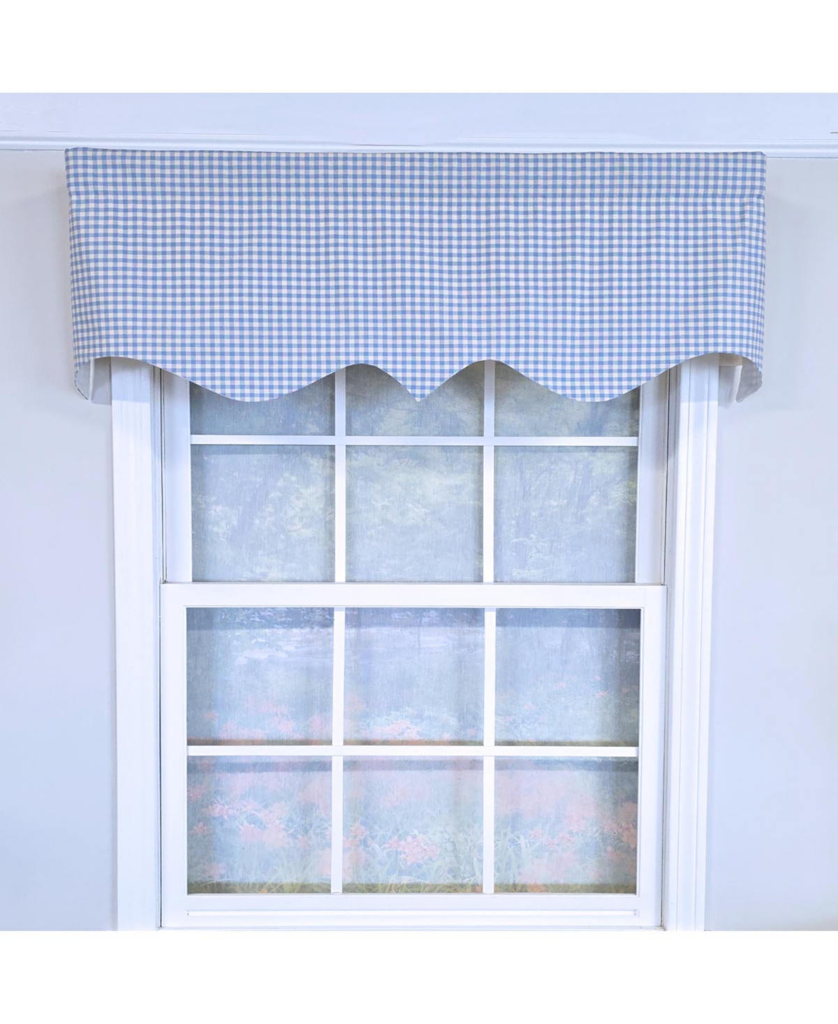 Rlf Home 100% Cotton Gingham Regal With Poly/Cotton Ivory lining Rod Pocket Valance 50" x 17" Blue