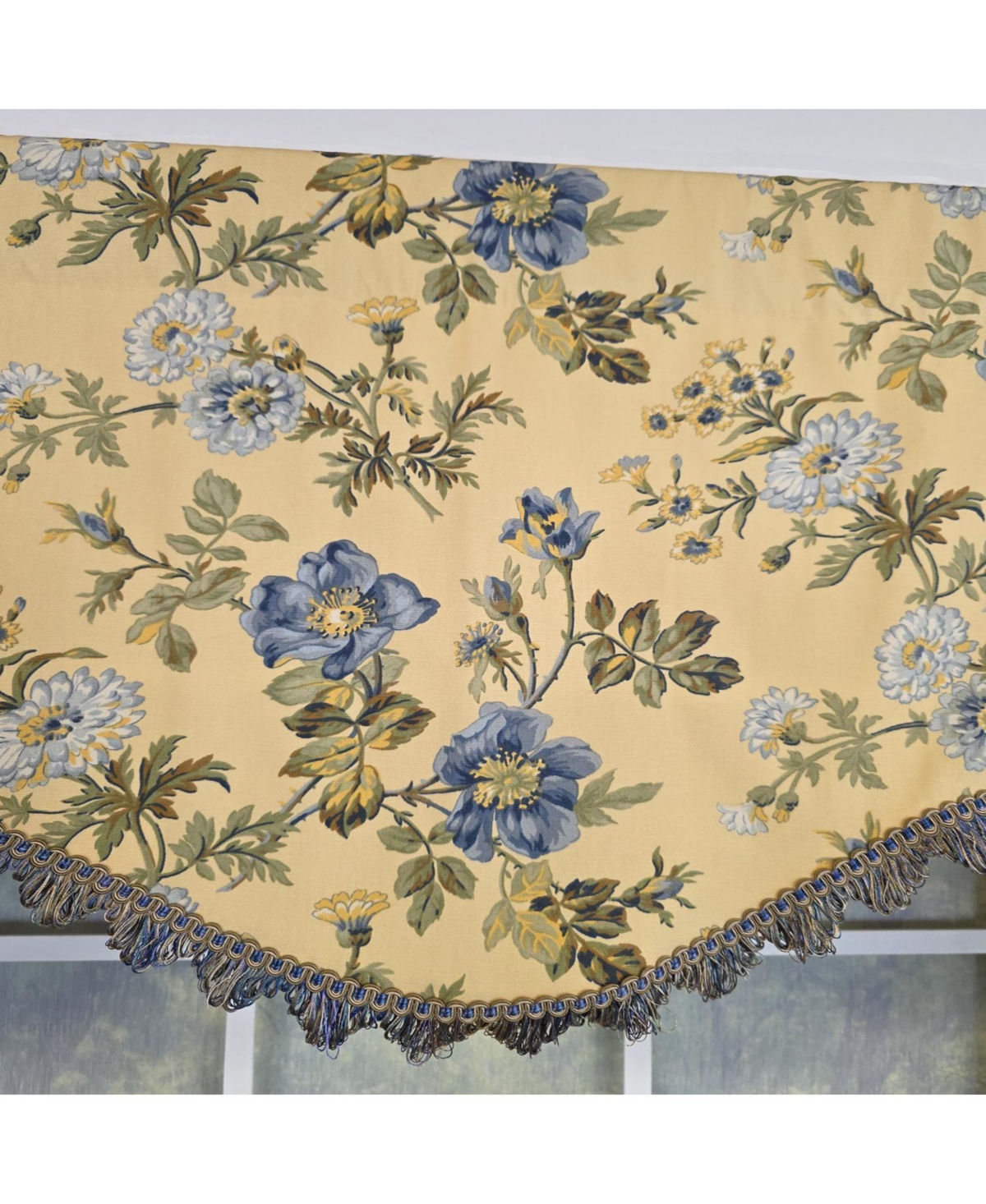 Rlf Home 100% Cotton Sunrise Cornice Fully lined Windows Rod Pocket Valance 50" x 17" Yellow