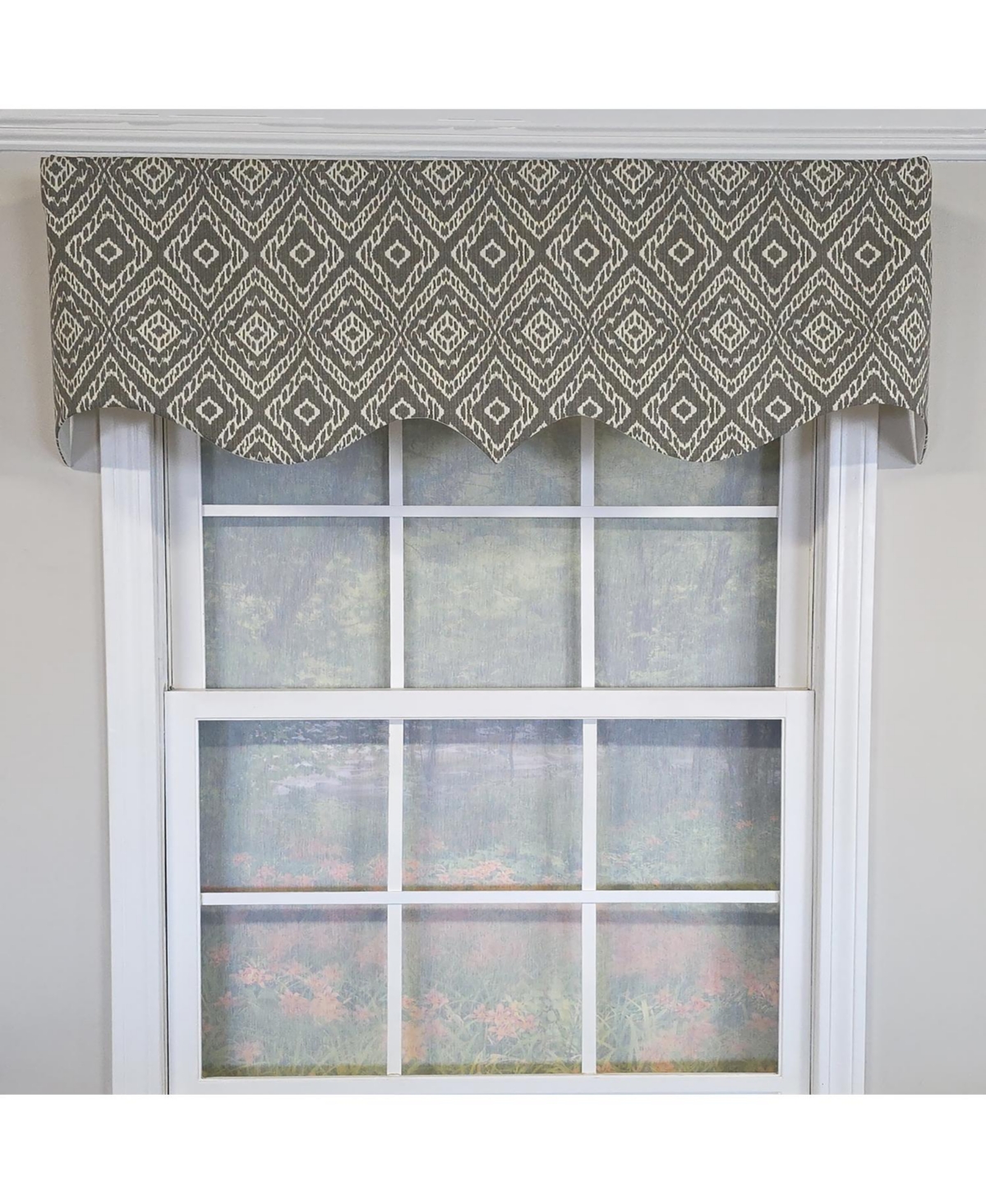 Rlf Home 100% Cotton Corsica Regal Fully lined Windows Rod Pocket Valance 50" x 17" Gray