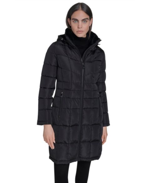 Женская куртка Calvin Klein Hooded Stand Collar Puffer, цвет: Чёрный