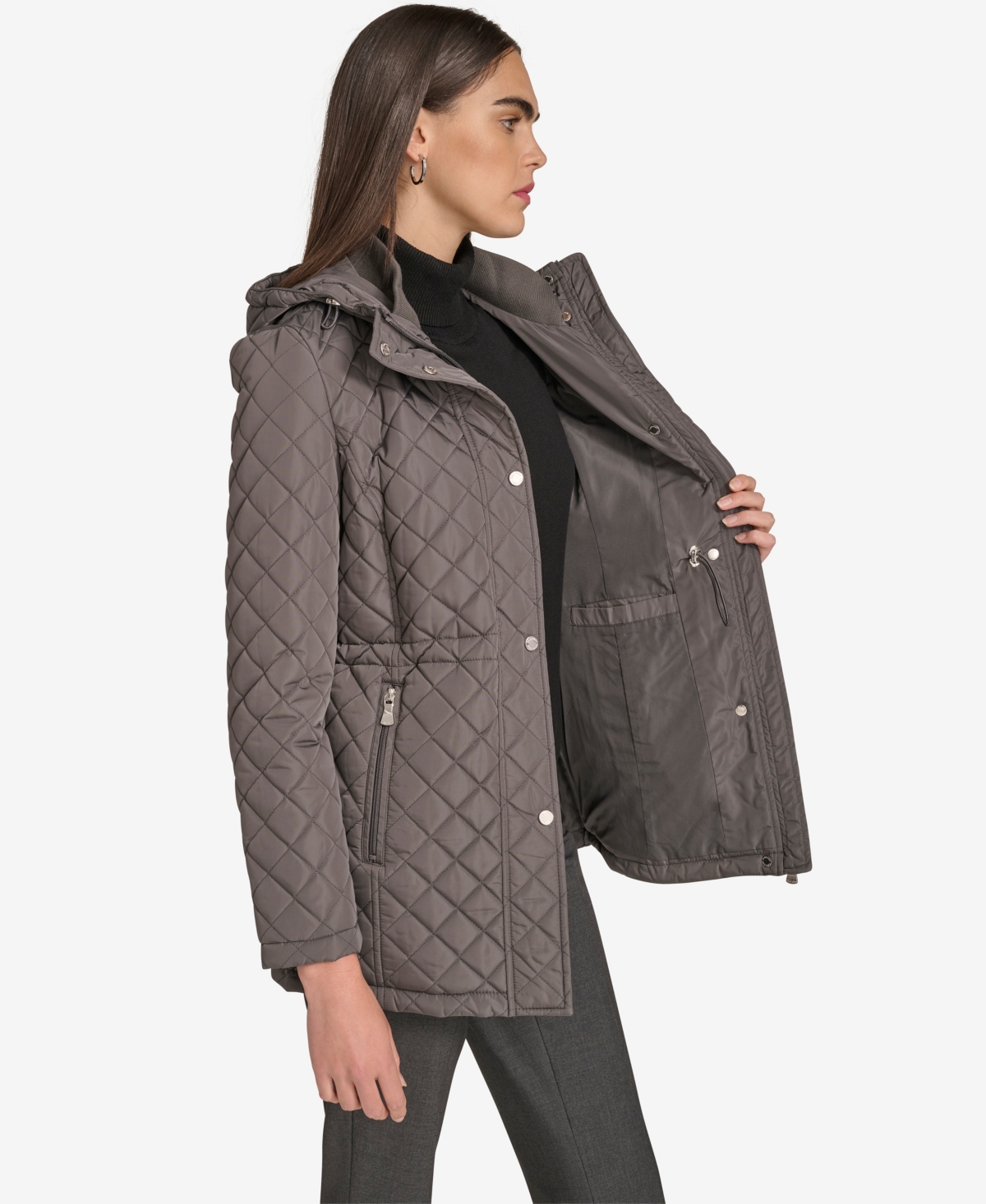 Calvin Klein Women's Anorak Quilted Jacket In Gray