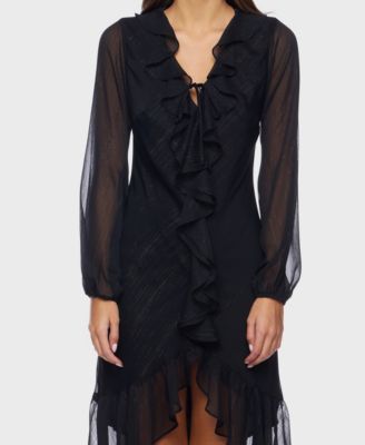 Juniors' V-Neck Ruffle Detail Dress