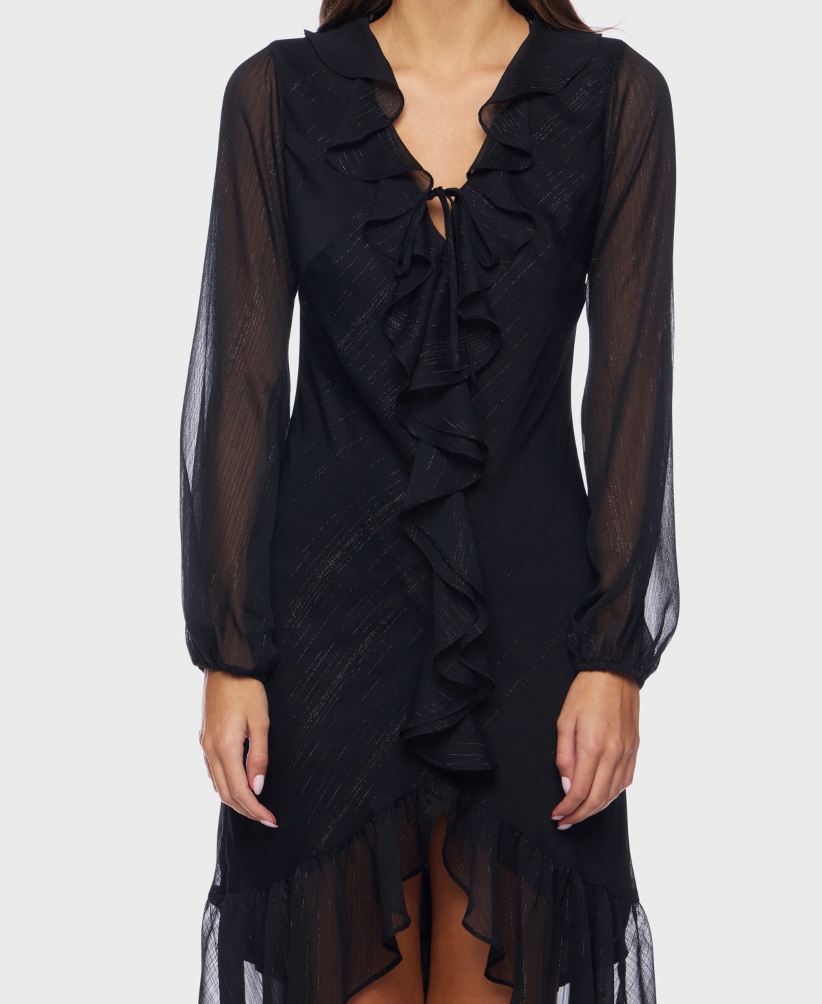 B Darlin Juniors' V-Neck Ruffle Detail Dress