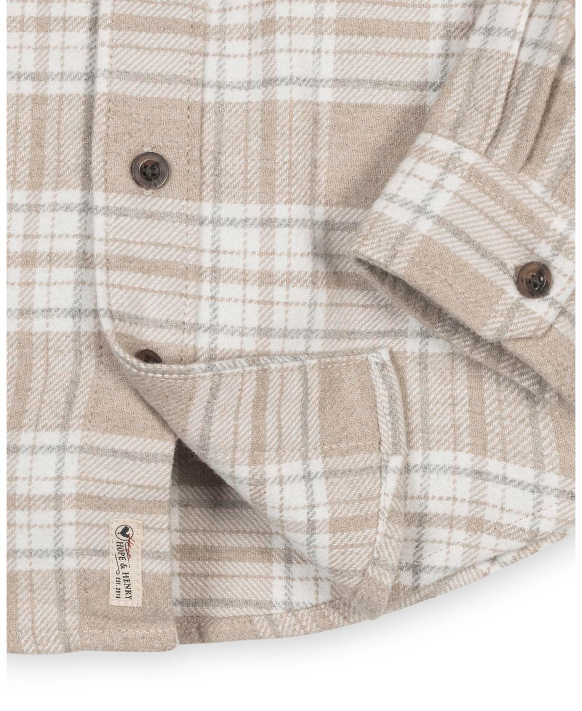 Hope & Henry Boys Organic Long Sleeve Flannel Shirt with Double Flap Pockets
