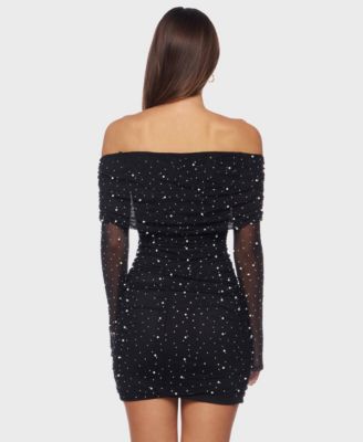 Junior's Long-Sleeve Off Shoulder Dress