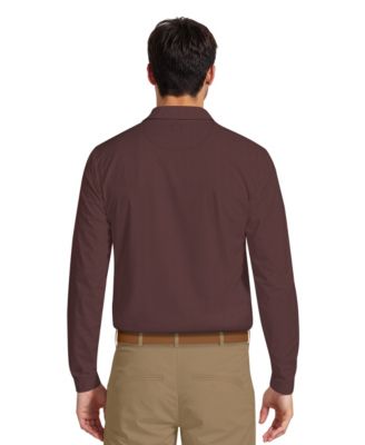 Men's Houndstooth Pattern Long-Sleeve Golf Polo Shirt