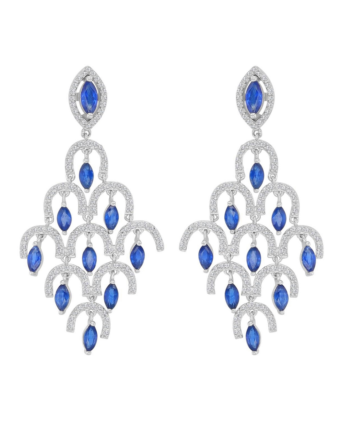 Macy's Blue Sapphire & Diamond Dangling Earrings