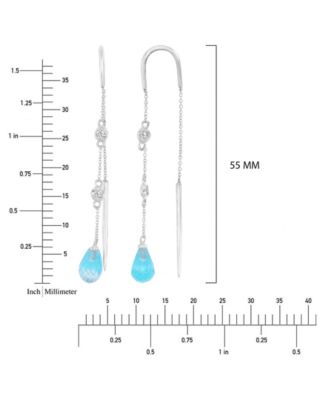 Sky Blue Topaz & White Sapphire French Euro Wire Dangling Earrings