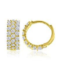 Cubic Zirconia Snap Bar Hoop Earrings