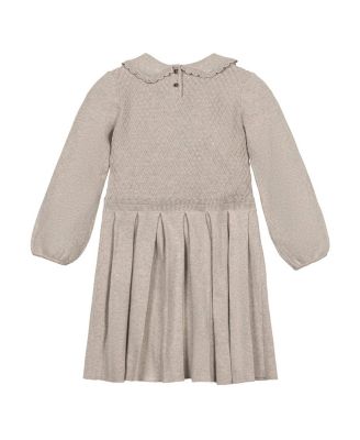 Little and Big Girls' Organic Peter Pan Collar Scallop Trim Sweater Dress