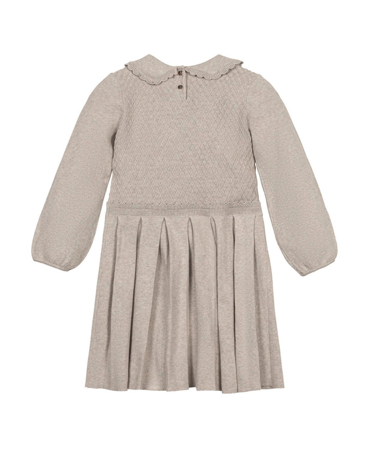 Hope & Henry Little and Big Girls' Organic Peter Pan Collar Scallop Trim Sweater Dress