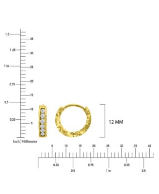 Cubic Zirconia Snap Bar Huggie Hoop Earrings