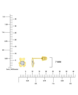 Cubic Zirconia Teddy Bear Stud Earrings